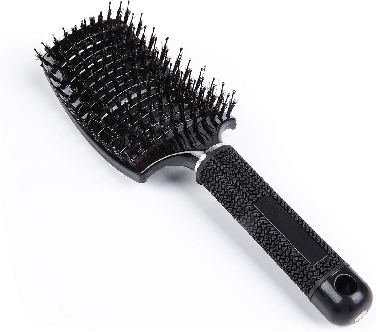 Boar Bristle Hair Brush - Zacht, Gebogen en Geventileerd Detangling Hair Brush voor Vrouwen Mannen. Lang, Dik, Dun, Krullend & Tangled Haar Vent Paddle Haarborstel Voor Styling (Pack of 1)