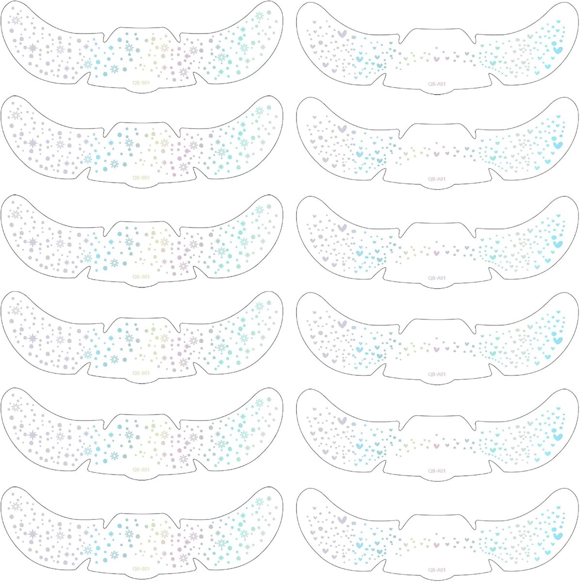 12 stuks glitter-gezichtstatoeages, zomersproeten, glitter brutale gezichtstattoo, tijdelijke gezichtstattoos, watervaste tijdelijke tatoeages, voor Halloween, carnaval en feestjes