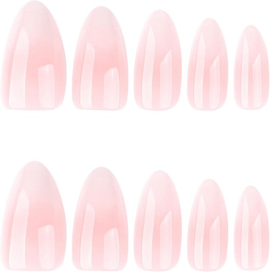 On Nails, Press On Nails Frosted Chai Glazed Medium Almond Nude Ombré Kunstnagels 30PCS Salonkwaliteit — afbeelding 3