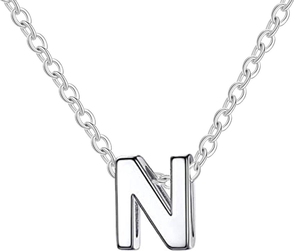 Faith Halsketting met letterhanger, roestvrij staal, voor dames, met initialen, letterhanger, met speciale geschenkdoos en originele boodschap, standard, Roestvrij staal, niet van toepassing.
