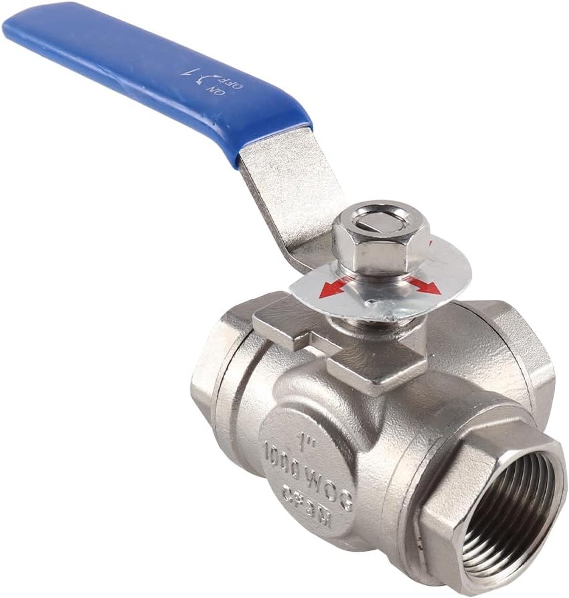 3-weg kogelkraan 1 inch RC-draad DN25 304 T-type industriële pijpfitting handmatige stroomregelklep