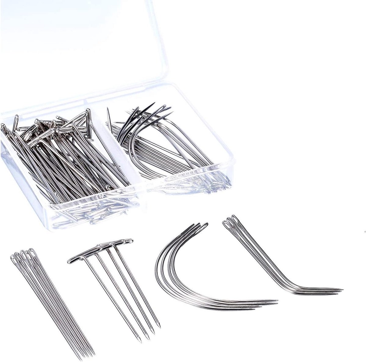 80 Stuks CIJT Vormige Pruiken Naald T Naald Gebogen Naalden voor Pruiken Maken Hair Extensions Handgemaakte Naaien
