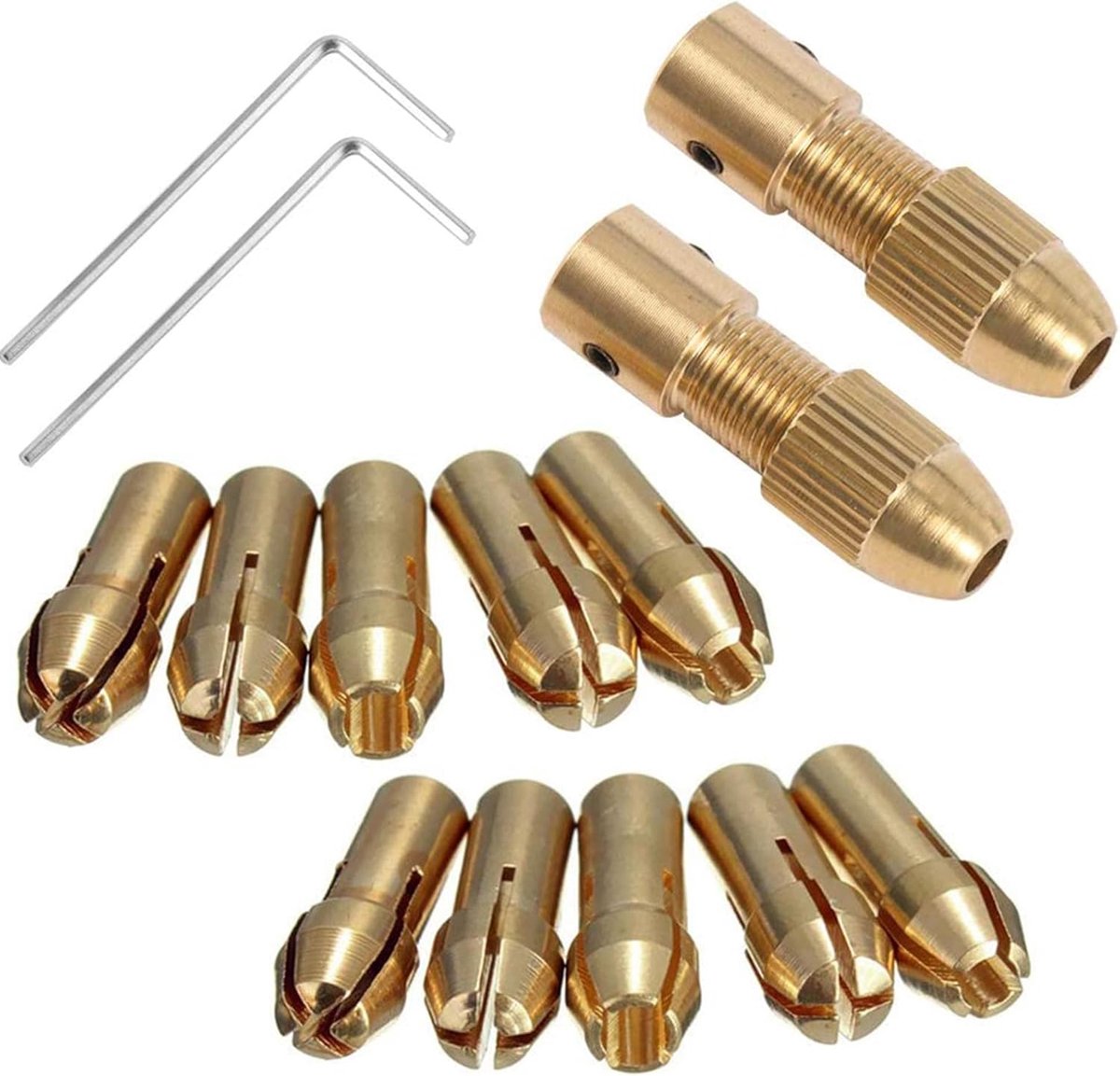 elektrische boortang, spantang, Micro Twist Drill Chuck Set, motoras met inbussleutel, 2,35 mm koperen kap (2,35 mm x 2 sets)