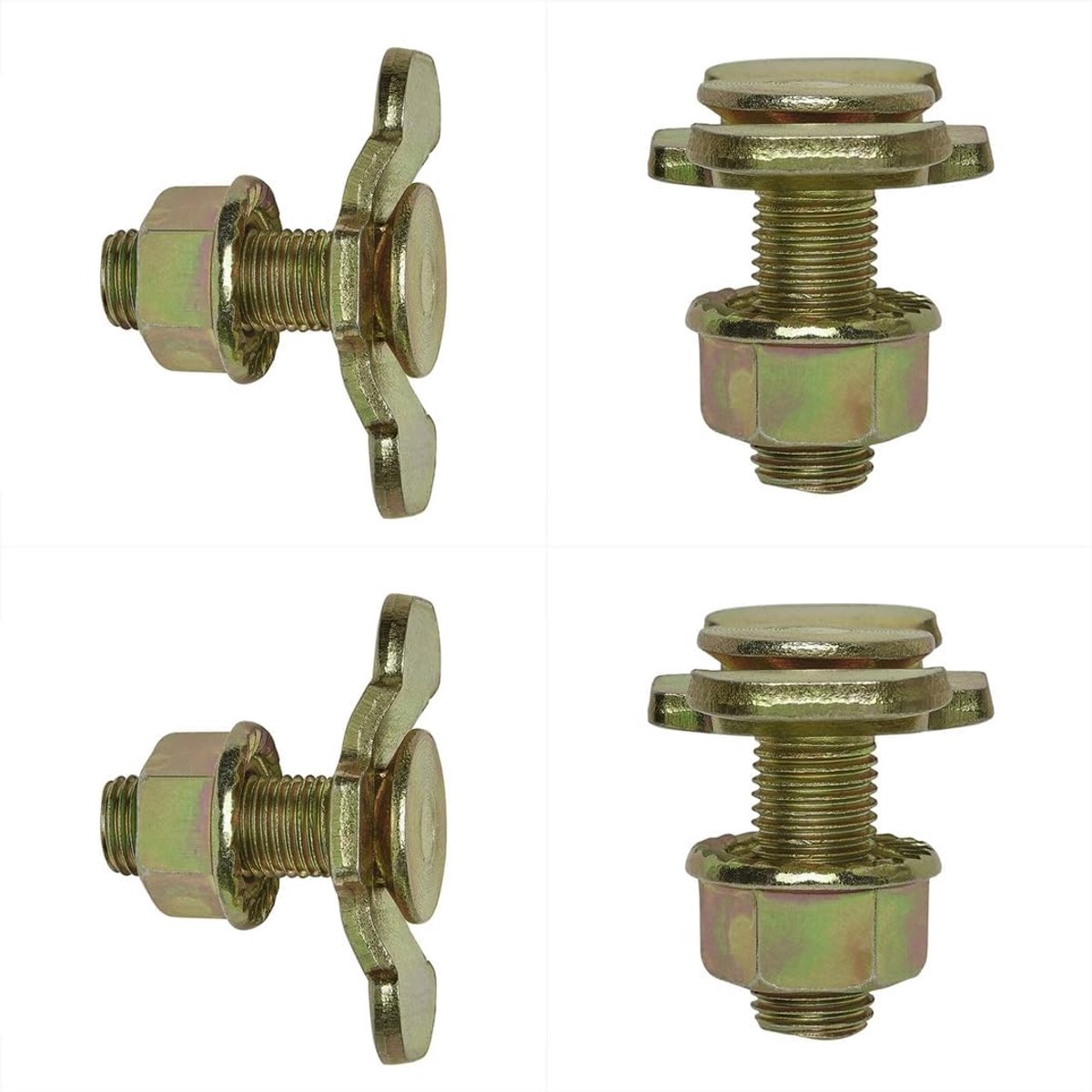 Set van 4 stud fitting double met bouten 3/8 inch – Airline dubbel eindbeslag voor sjorrails – 2.500 kg breukbelasting – hoogwaardig messing – voor transport, werkplaats en industrie