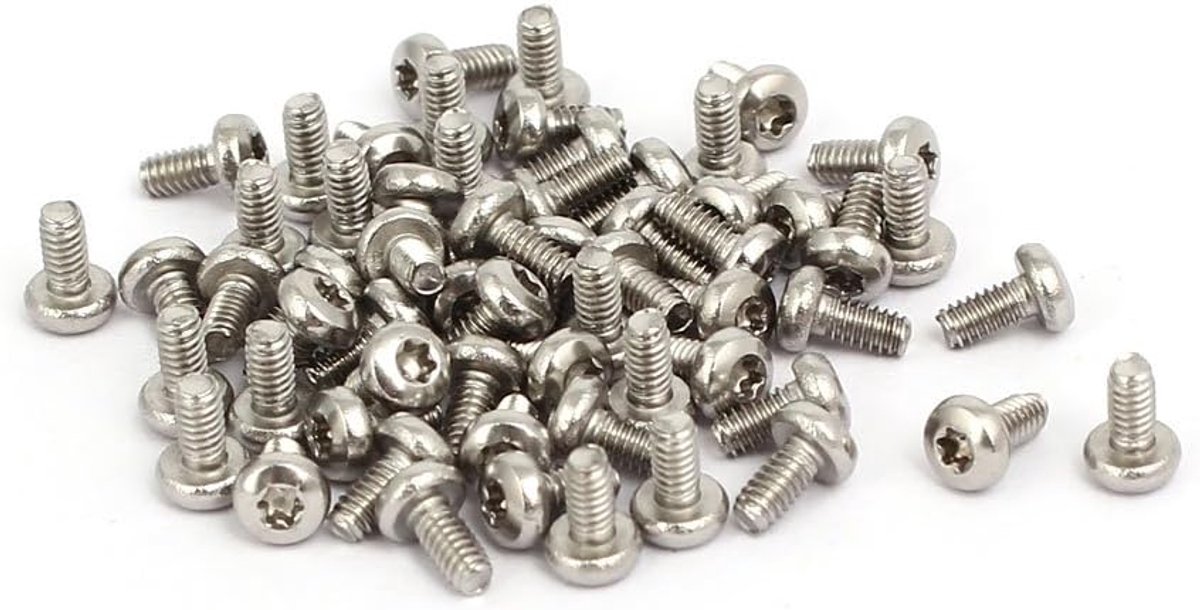 sourcing map 60 stuks M2 x 4 mm 304 roestvrij staal knop kop torx invoeging schroeven sluiting DE