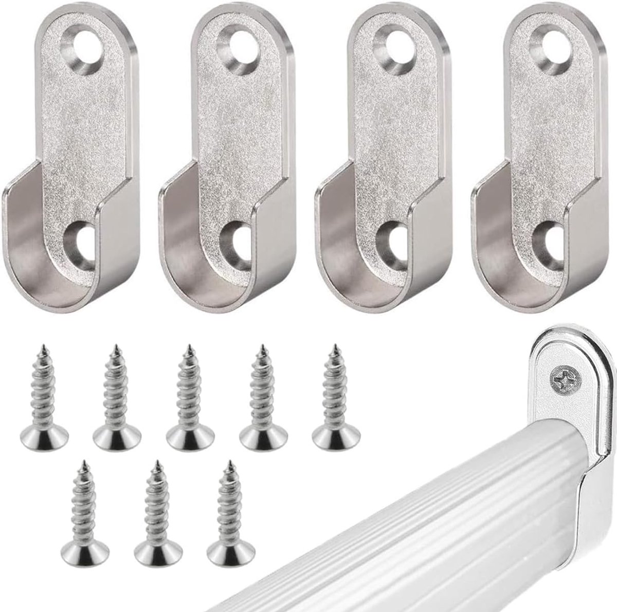 4 stuks kastbuishouders, 16 mm kaststangen, accessoires voor de binnenkast, voor het einde van de rail voor gordijnen en kasten