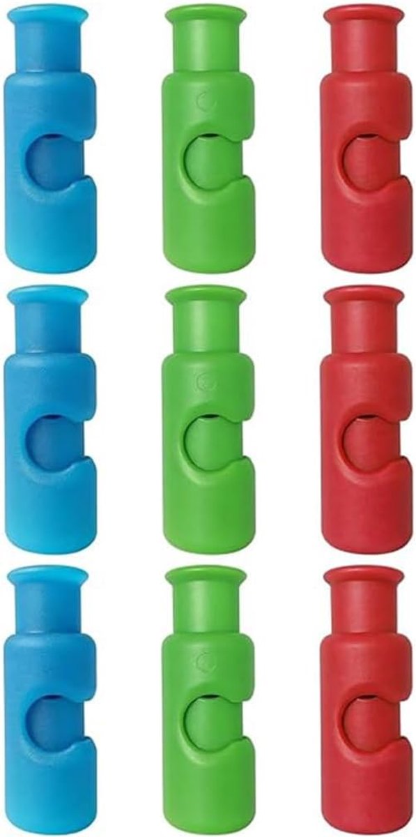 Set van 9 klemmen voor levensmiddelenzakjes, clip, druksluiting, voor het bewaren van levensmiddelen, keuken, assortiment, drie kleuren, rood, groen, blauw, praktische accessoires, brood, chips