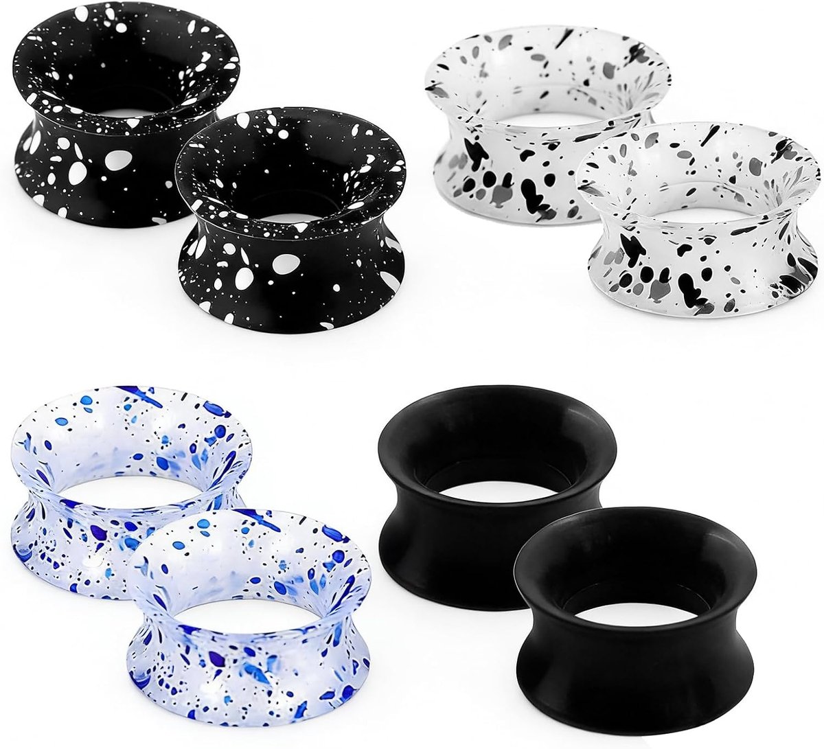 4 Pairs Zachte Siliconen Oor Meters Oor Brancards Plugs Siliconen Oren Plugs Tunnels Dubbele Uitlopende Expander Oren Tunnel Plug Flexibele Huid Earlets Brancard Mix Kleuren Piercing Sieraden