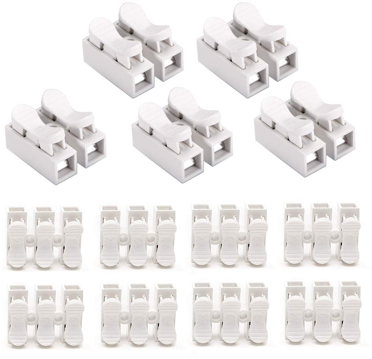 100st Veerconnector, CH2 Snelkoppeling, 2P Snelkoppeling Zonder Lassen, Kabelklem Klemmenblok, Schroefklem Barrièreblok voor LED-strip Lichte Draadverbinding (CH2*80, CH3*20)