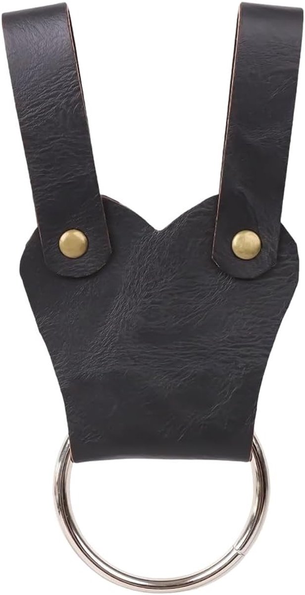 PU Lederen Bijl Bijl Tomahawk Houder Zwart Lederen Rok Wandelingen Renaissance Metalen Ring Hanger Zwaard Kikker Holster Riem Mok Haak Loops voor Halloween Cosplay Kostuum