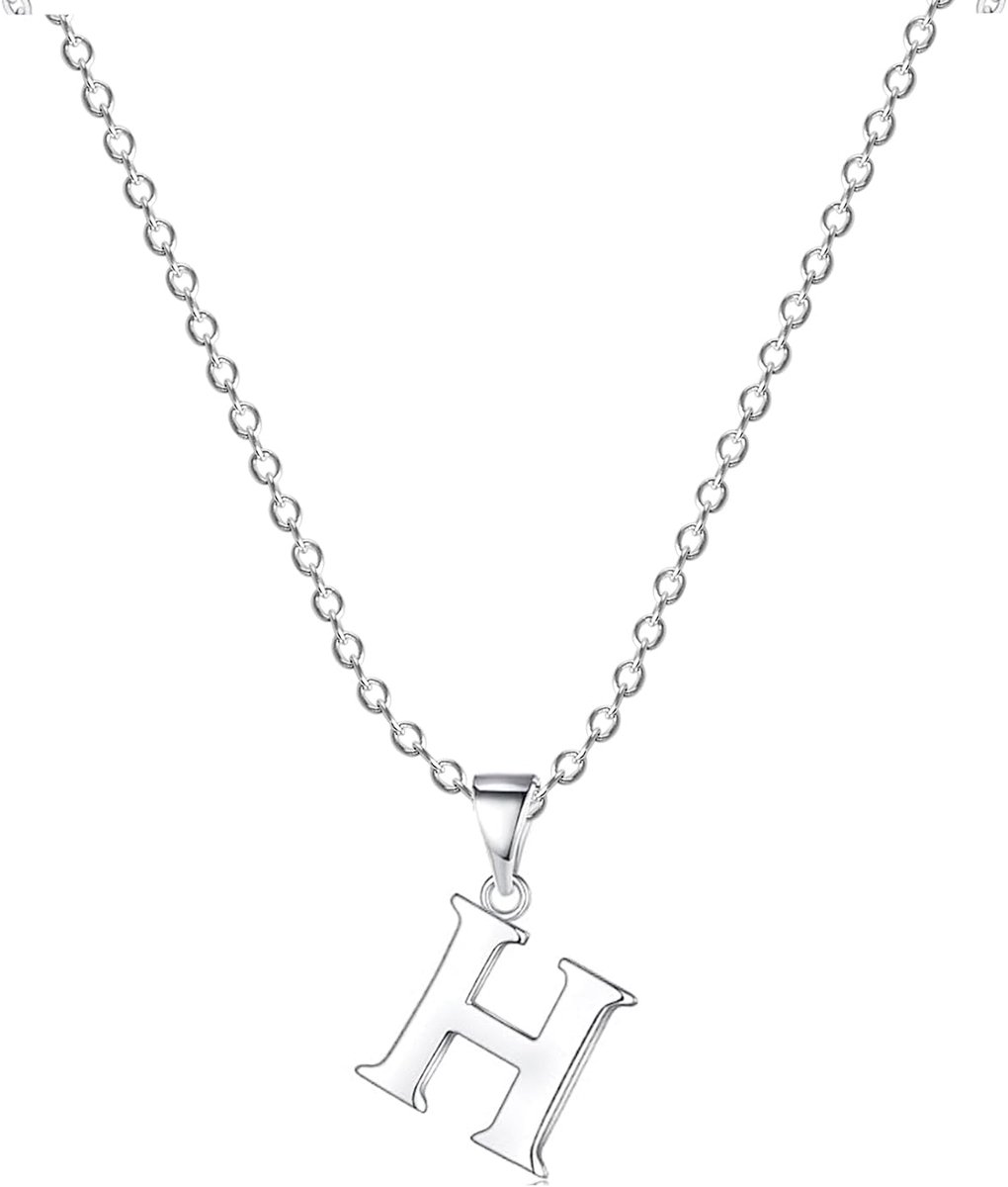 Dameshalsketting met letterhanger, zilveren initialen, ketting, roestvrij staal, letterkettingen, personaliseren, zilver, Y-ketting voor vrouwen
