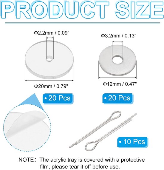 20mm Poppengewrichten, 10 Set Verwijderbare Splitpen Gewrichten Connector en Acryl Dienblad voor Beer Ledematen Maken Hoofdgewrichten DIY Ambachten Accessoires — afbeelding 4