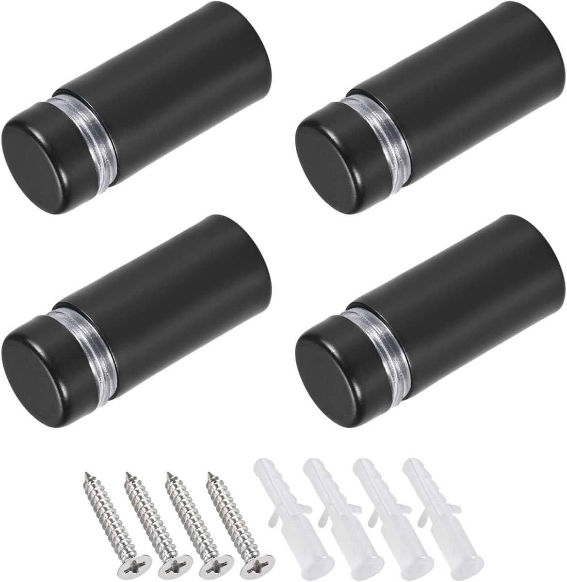 Tekenafstandhouders schroeven (12 x 28 mm) 4 stuks roestvrij staal reclame schroeven glas acryl nagel - voor fotolijsten, borden borden mat zwart