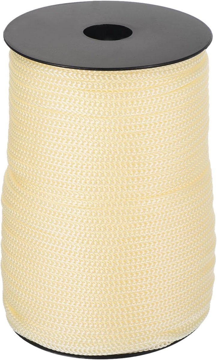 Touw, gevlochten touw, 100 m, nylon touw, holle touw voor waslijn, kamperen, wandelen, outdoor, crèmewit