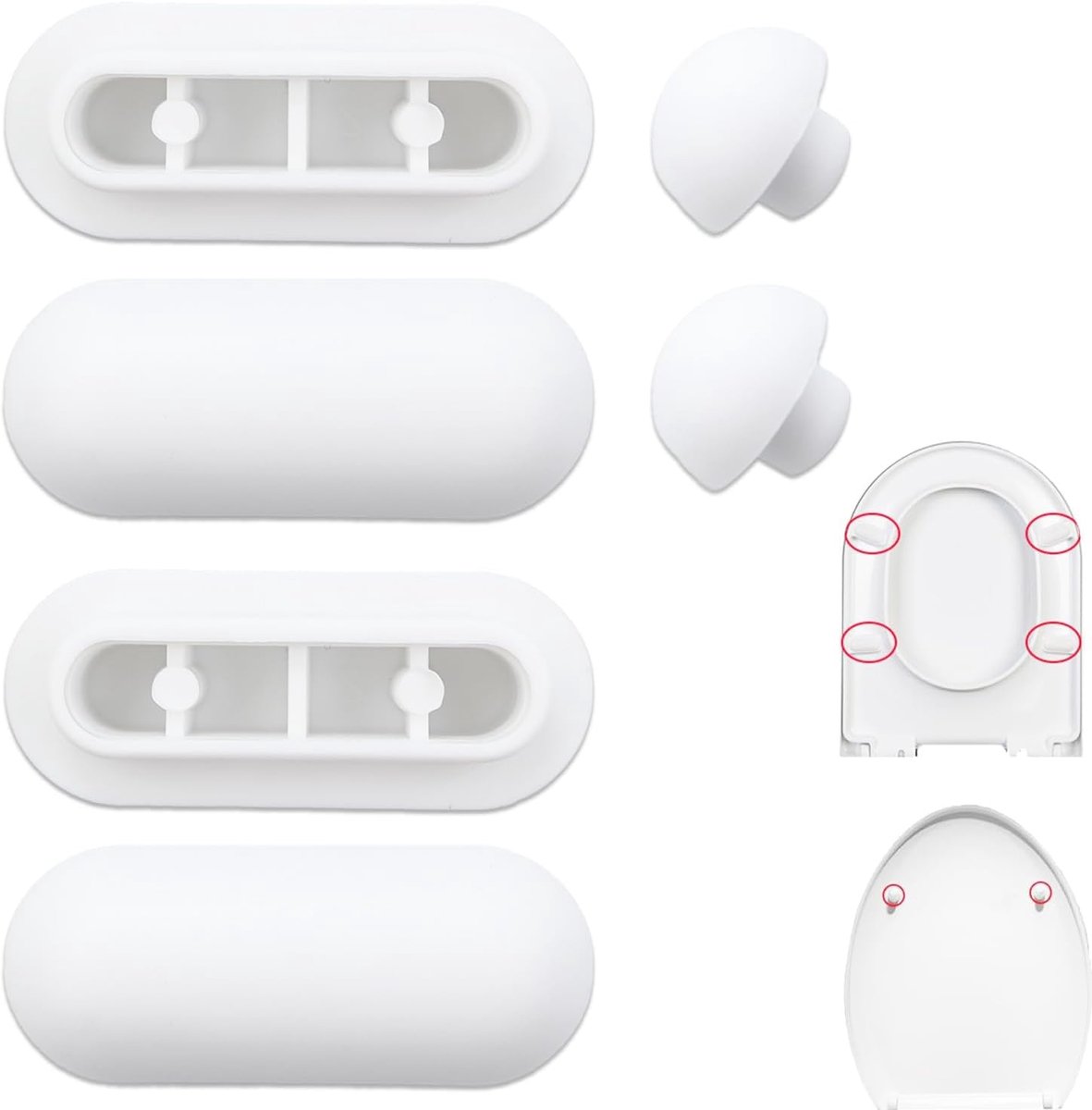 Set van 6 witte toiletbrilstoppers voor thuis, kantoor en hotel