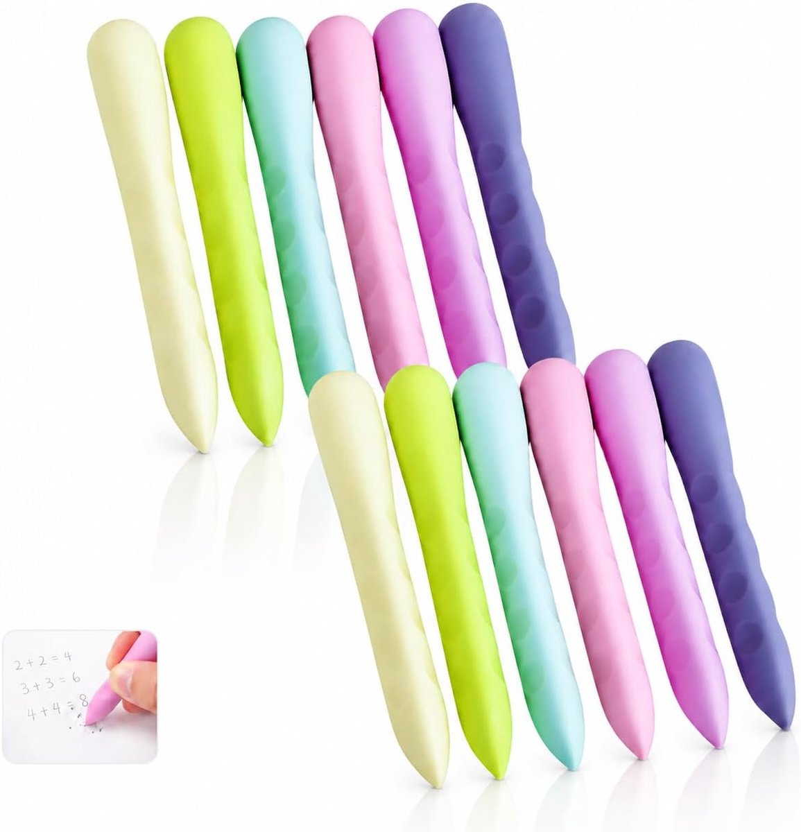 Set van 12 gummetjes voor kinderen, zachte gummen 2B voor school, kleurrijke gum en parfum voor kinderen, perfect voor schoolbenodigdheden en schrijven