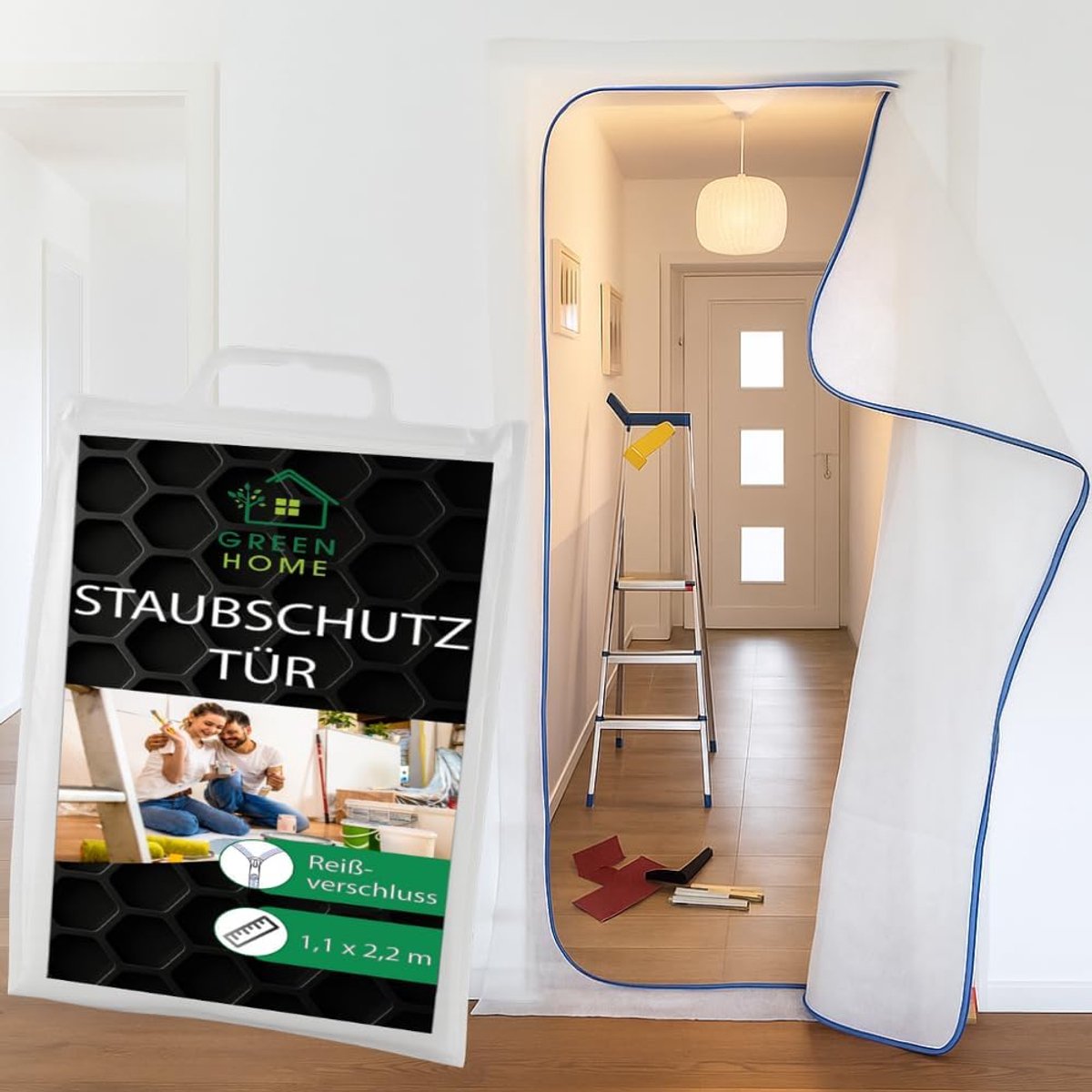 Stofdichte deur (fleece) 110 x 220 cm - met dubbelzijdige tape - ademend materiaal - voorkomt hitteopbouw - ShopVlot