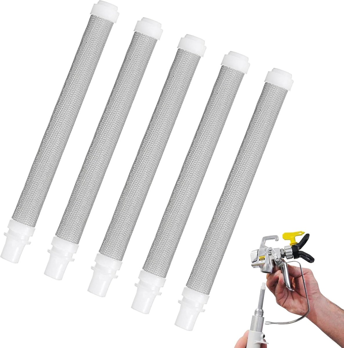 Airless spuitpistool filter 60 mesh - RVS - 10 cm lang - Voor professionele verfspuiters - ShopVlot