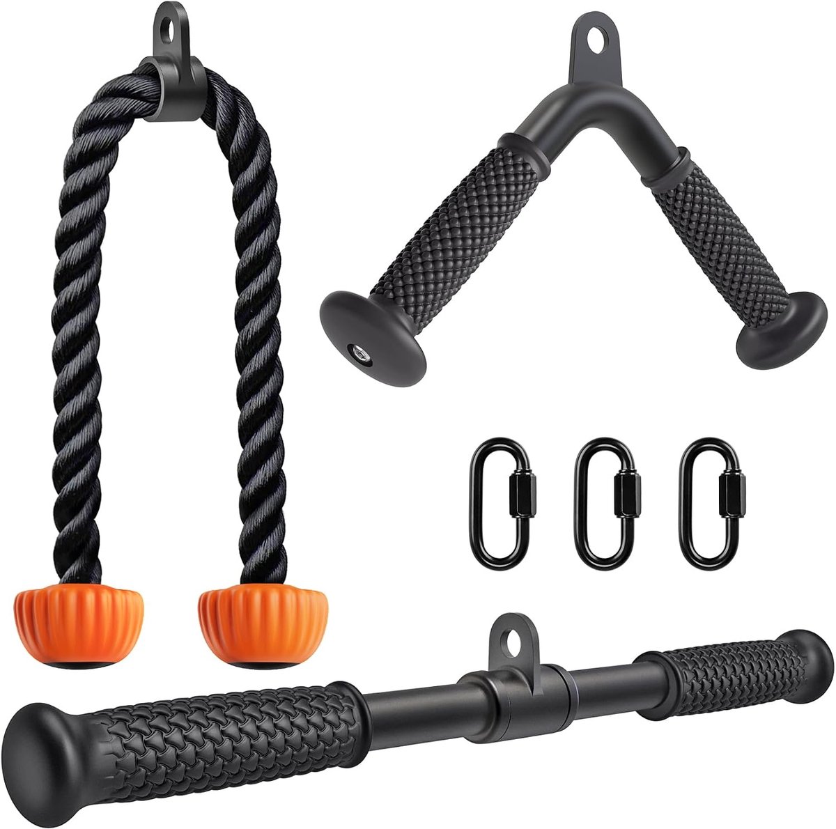 Kabeltrekopzetstukken triceps-pull-down 46 cm - draaistang en triceps-touw - ShopVlot