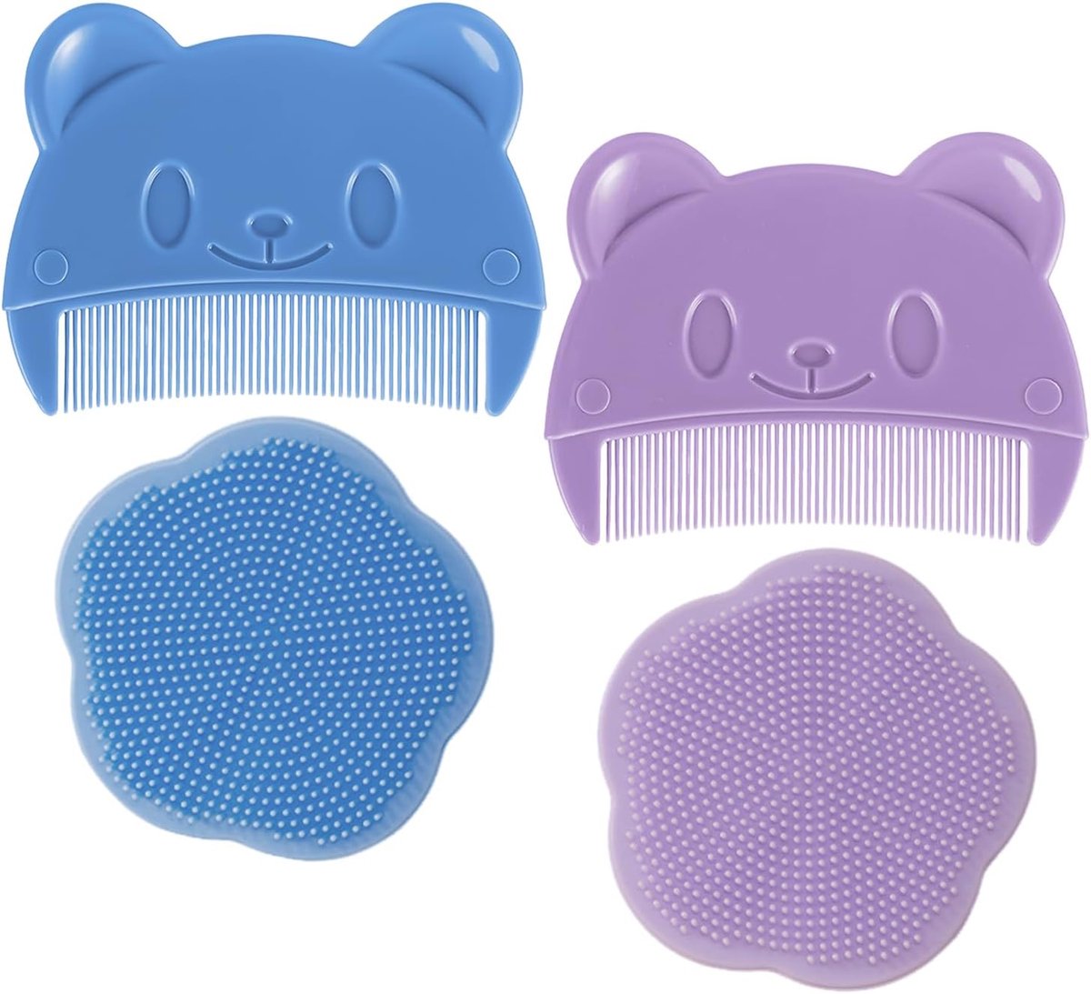 Baby schurftkam 4 stuks - comfortabele zachte silicone - geschikt voor babyhoofdzorg - ideaal voor badtijd - ShopVlot
