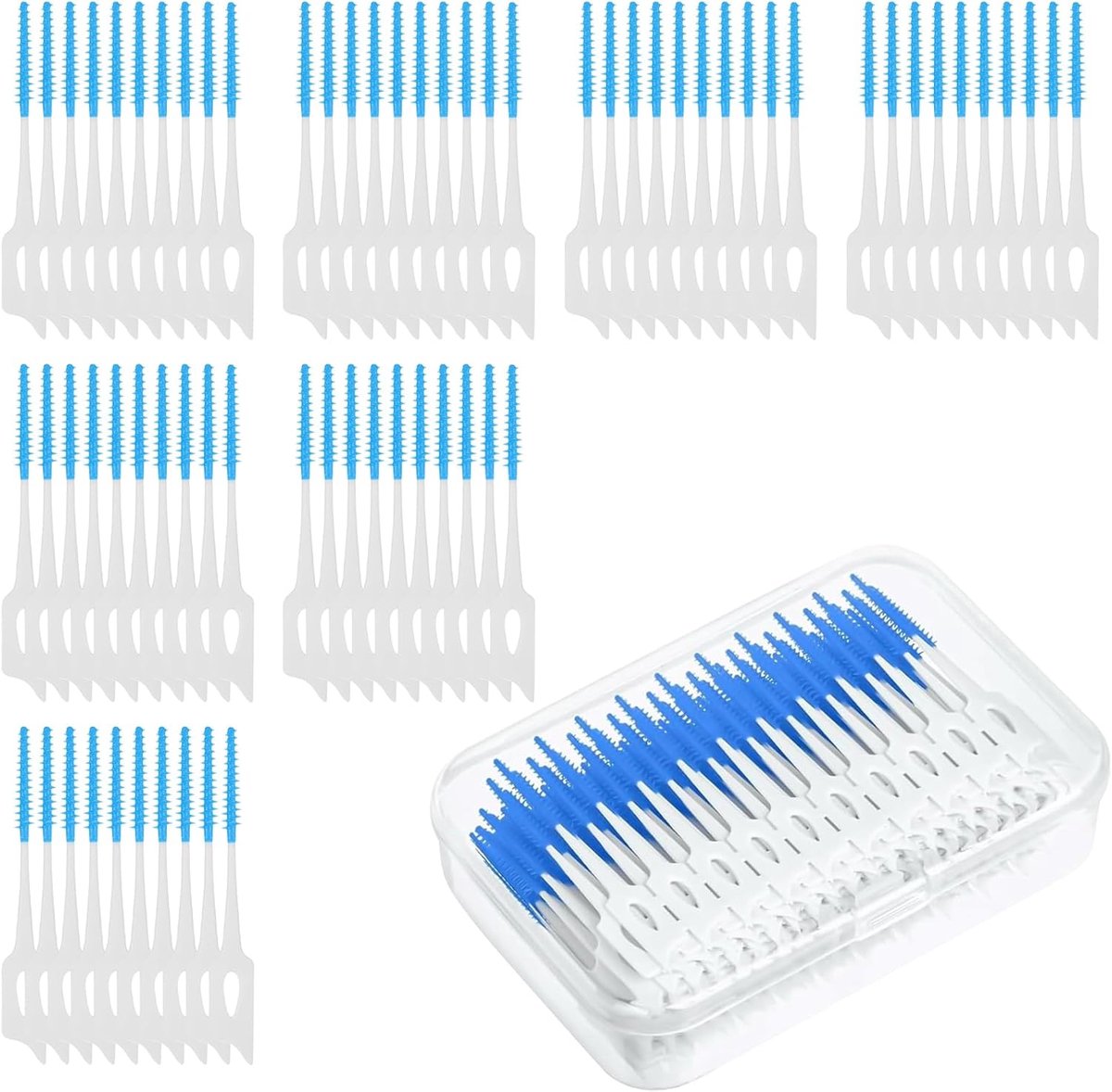 Interdental borstels 300 stuks - plastic tandenstokers - schoonmaken van tanden en tandvlees - ShopVlot