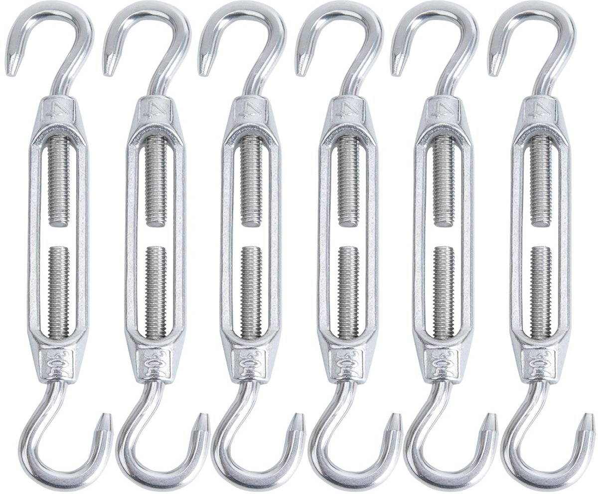 M4 spanner 6 stuks - 304 roestvrij staal - verstelbare haken - ideaal voor kabelspanning - ShopVlot