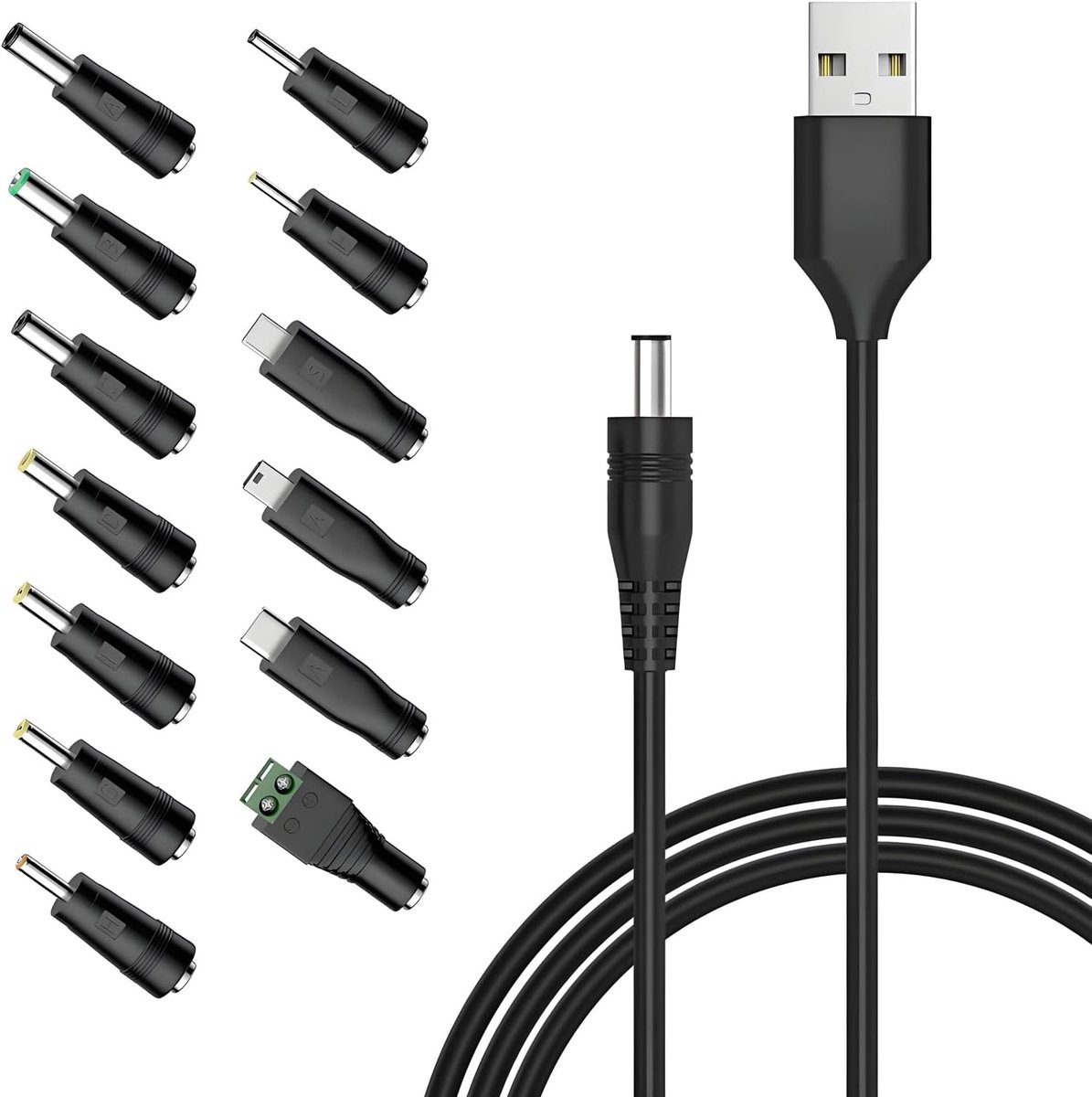 USB naar DC Plug Kabel - 13-in-1 universeel - met 13 aansluitingen - ideaal voor routers en LED strips - ShopVlot