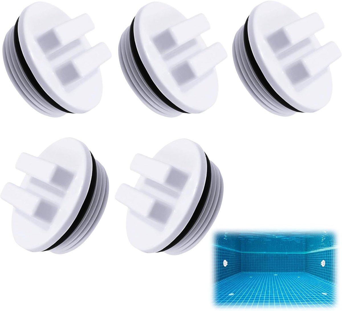 Zwemmen zwembad winterstopkap set - universele pasvorm - 5 stuks - robuuste bescherming - voorkomt vorstschade - ShopVlot
