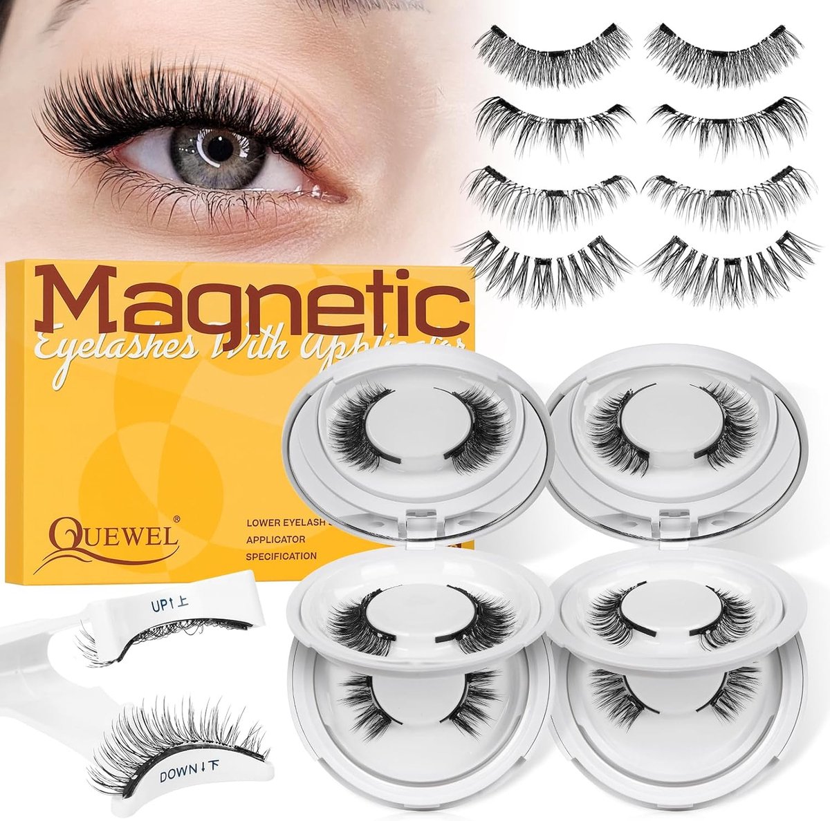 Magnetische wimpers 4 paar - natuurlijke look - herbruikbaar - eenvoudig aan te brengen - ShopVlot