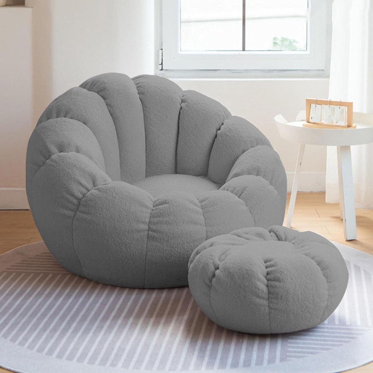 Zitzak Stoelhoes - Luie Stoelhoes - Opbergen Speelgoed - Zachte Teddy Stof - 85x65x65cm - Grijs