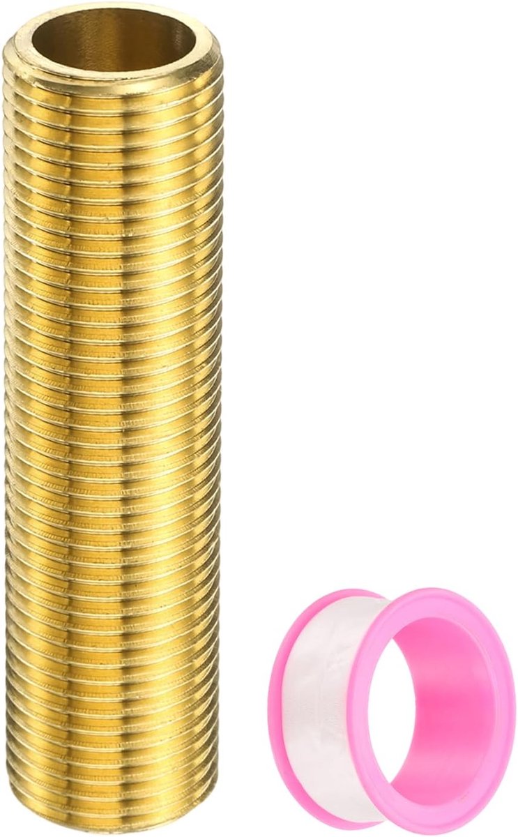 1/2 "g mannelijke messing pijpfitting, messing verlengadapterset, pijpfitting adapter verlengfittingen converter connector met tape 80 mm lengte
