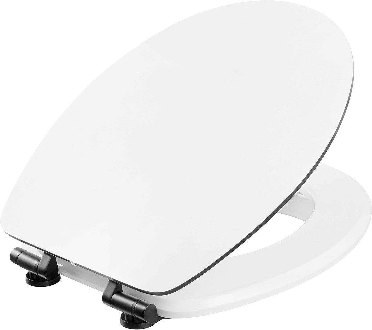 Wc-bril Prime "White Matt Steel" - Aantrekkelijk design - Hoogwaardige houten kern - softclosemechanisme & snelle bevestiging - comfortabel zitgevoel - wit/toiletbril/wc-deksel / KSWMSSC00