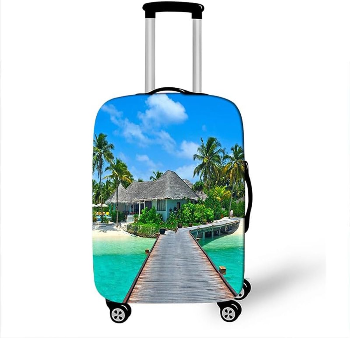 Kofferhoes 46-81 cm Bagagehoezen Beschermers, Mateju Beach View Trolley Koffer Beschermhoes Wasbaar Anti-Kras Elastische Reiskoffer Beschermer, Hemel, S