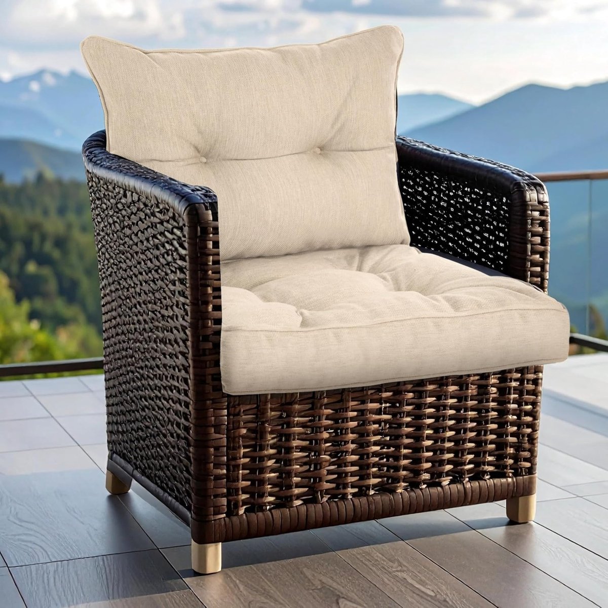 kussen voor tuinmeubels | Waterbestendig zitkussen 50x50 cm & rugkussen 50x40 cm kussensset voor tuinstoelen | Hoog FÜLLPRO+ vulling | Lounge kussens voor stoelen, tuinbank | Beige