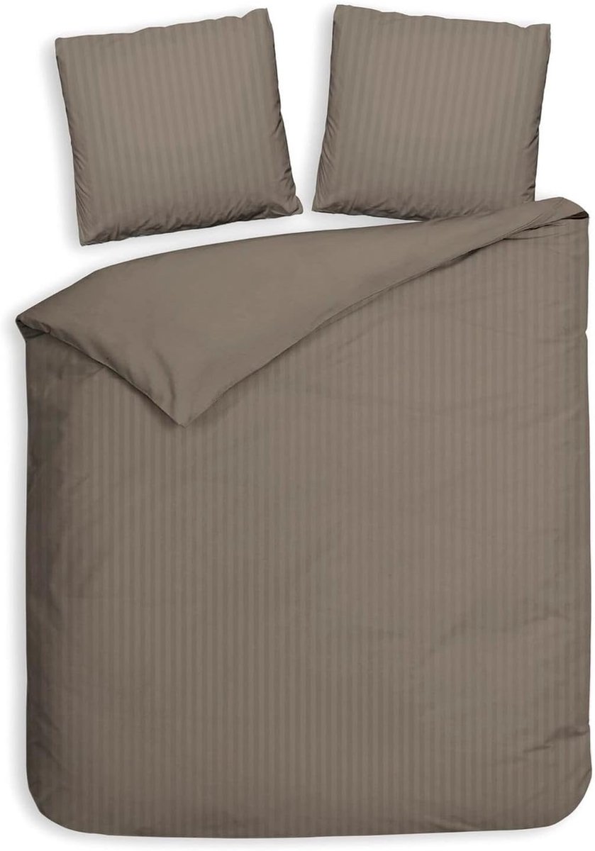 Dekbedovertrek 260x200/220cm - katoen satijn - taupe grijs - luxe uitstraling - SnelShoppen