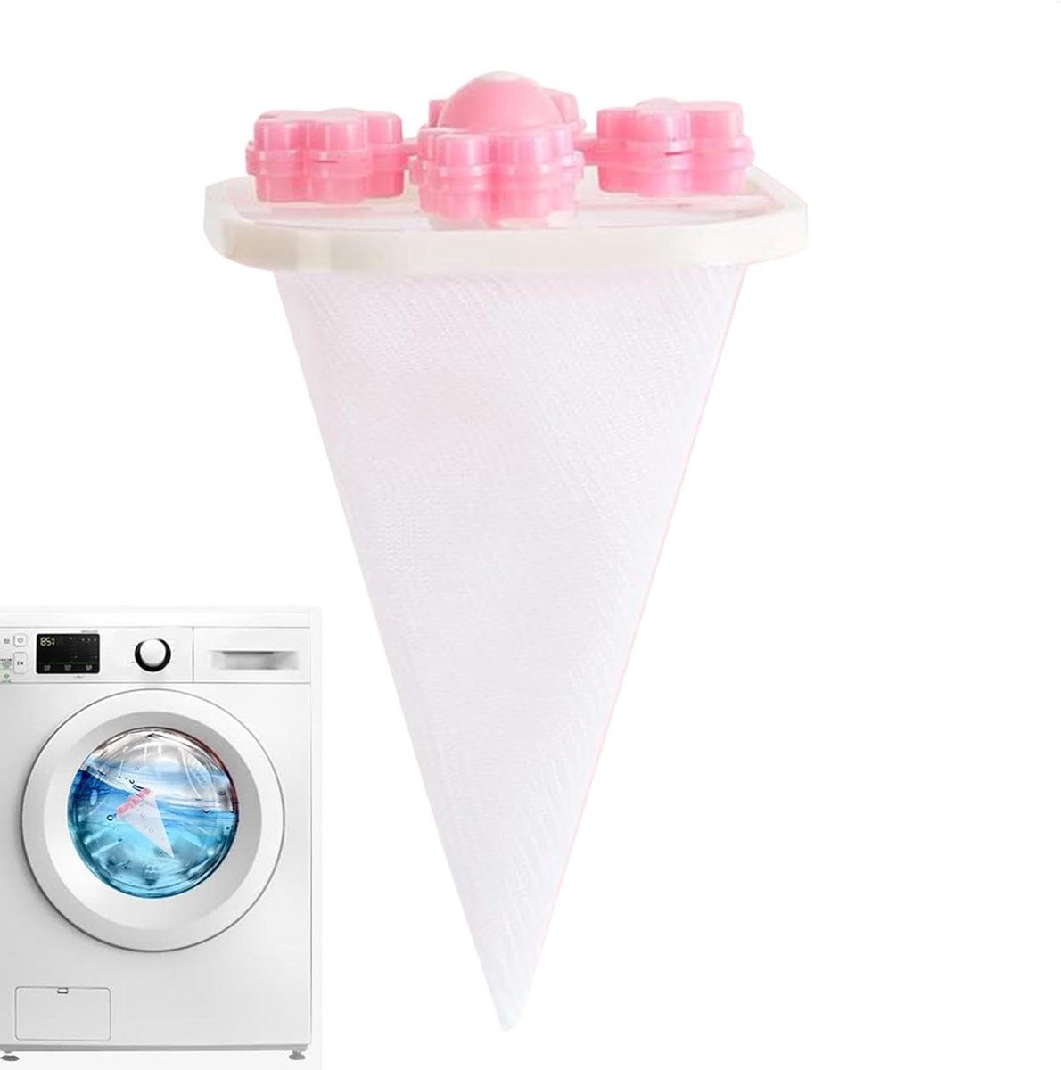 Wasmachine Haarvanger - Pluisfilter Wasgoed - Kleding Reinigen - Drijvend Netontwerp - 9 x 9 x 17.5 cm - Grijs