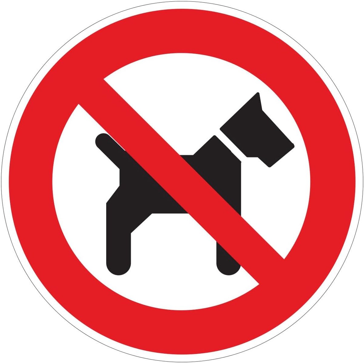 Sticker Zelfklevend verkeersbord, zelfklevend, voor honden, gelamineerd, gelamineerd, water- en uv-bestendig, verboden voor honden en katten, rond, 15 cm ø