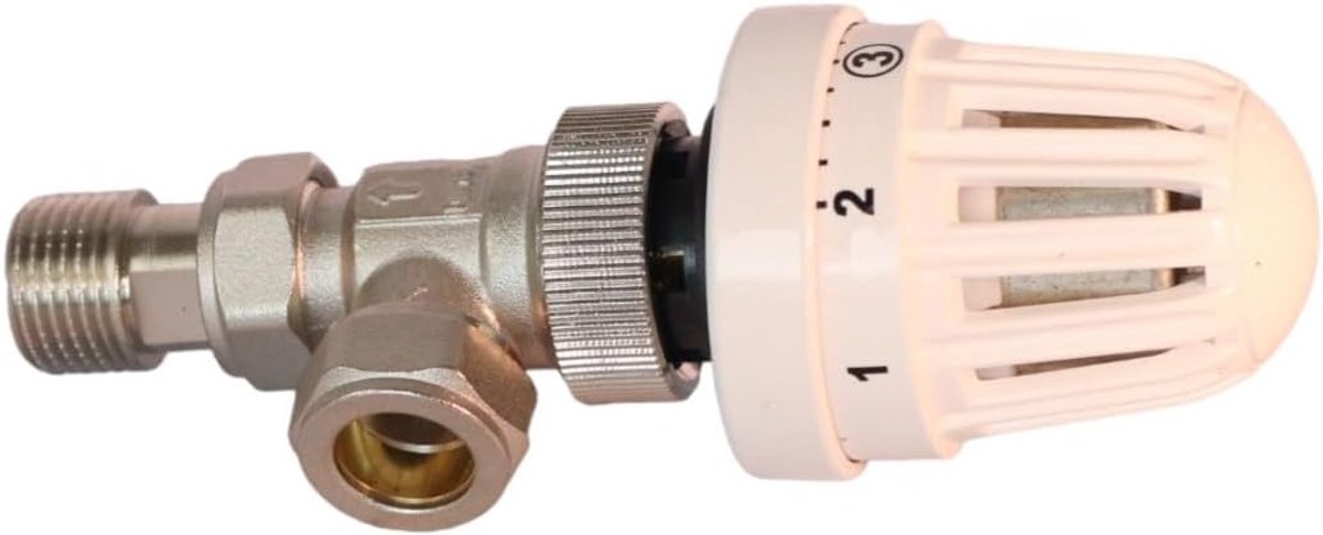 Thermostaatkraan 1/2" x 15 mm - Haakse uitvoering - Inclusief thermostaatkop - Voor optimale temperatuurregeling - SnelShoppen