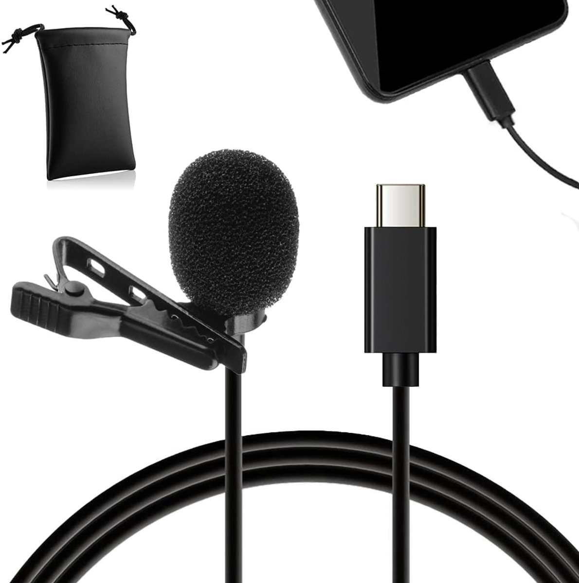 Pinmicrofoon USB-C - 3m Kabel - Compatibel met Smartphones en Tablets - Ideaal voor Vlogs - SnelShoppen