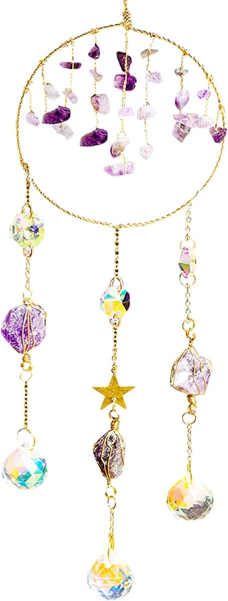 GARDEN Suncatchers voor ramen, geplette stenen hangende kristallen hangende ornamenten, zonnevanger kristallen voor het ophangen van windgong knutselen voor raam, huis, tuin, kantoor,