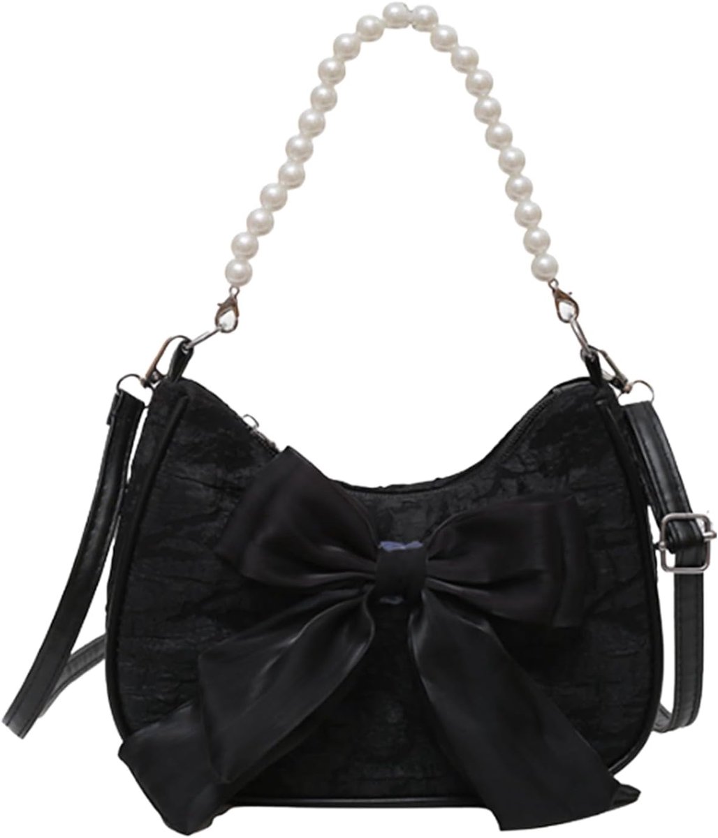 Mode parel handtassen, vintage schoudertas met vlinderdas voor vrouwen, compacte dameshandtas, multifunctionele crossbody-tassen, populaire damestassen, wit, zwart, roze