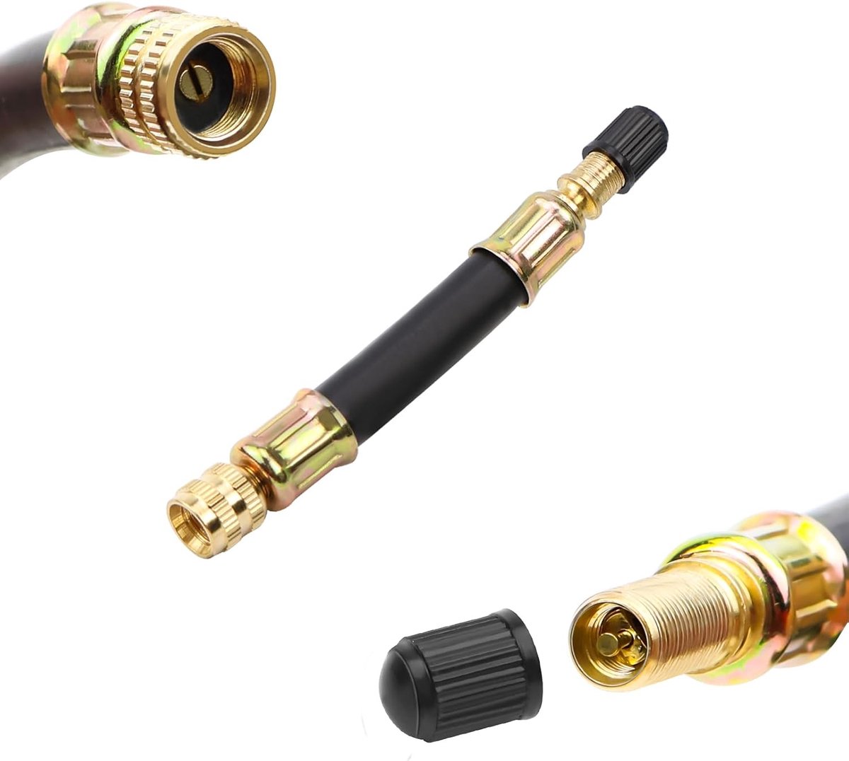 Bandventielverlenging, autoventieladapter, ventielverlenging, 100 mm, flexibele rubberen banden, ventieladapter voor auto, motorfiets, racefiets, fiets, scooter