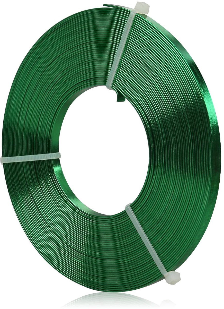 Draad, 5 x 1 mm zachte en flexibele aluminium platte draad voor knutselen, voor het maken van sieraden, modelleren, stenen zetten en doe-het-zelf-projecten (groen)