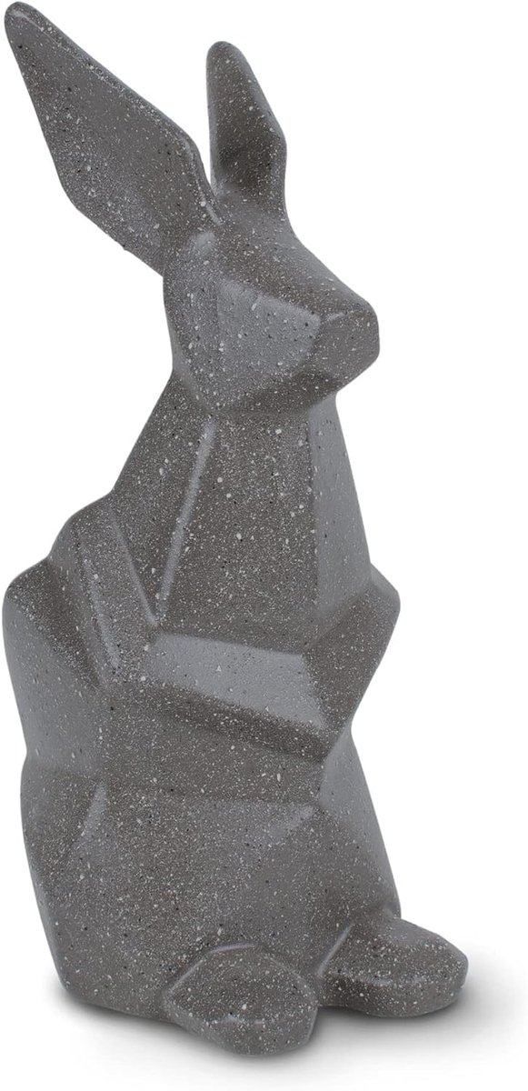 Flature Keramische paashaas decoratieve figuur - konijnfiguur van keramiek 25 cm hoog als moderne paasdecoratie, decoratief figuur voor Pasen, lentedecoratie, als paaseieren decoratie, paasdecoratie, cadeau voor vrouw (antraciet)