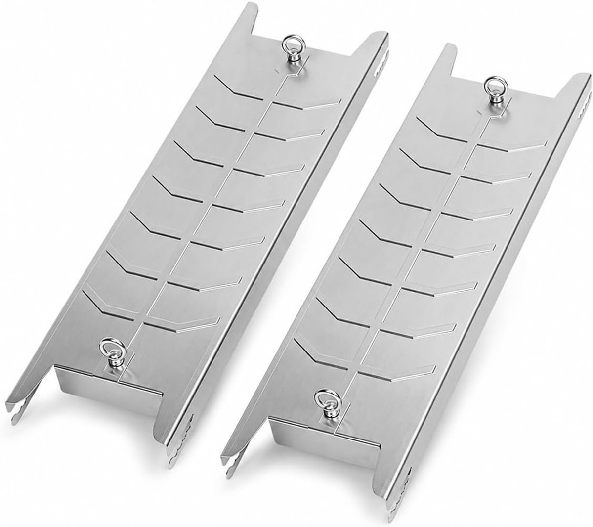 5-voudig kantelbaar, zonder inweken, 59,5 x 16 x 3,6 cm | 201 roestvrij staal, 180° draaibaar, tot 300 °C, 1,2 mm materiaaldikte, voor vuurschalranden tot 6 mm, schroefbevestiging