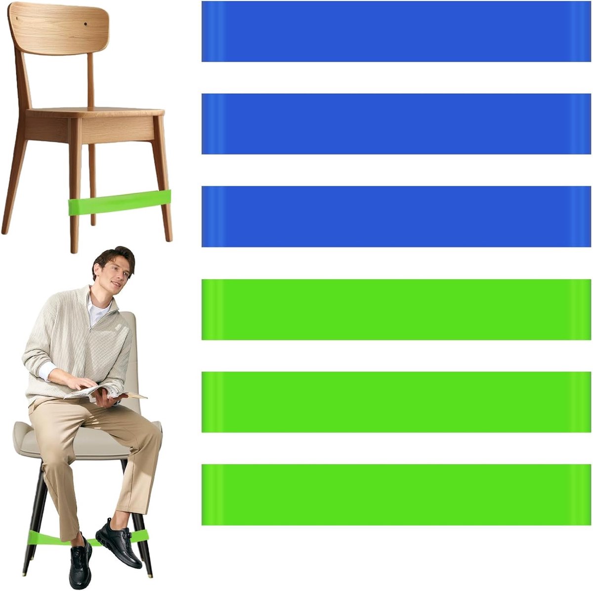 6 stuks elastische ADHD-stoelen, elastische band voor ADHD-stoelen voor kinderen, elastische band voor krachttraining, yoga, geschikt voor hyperactieve kinderen