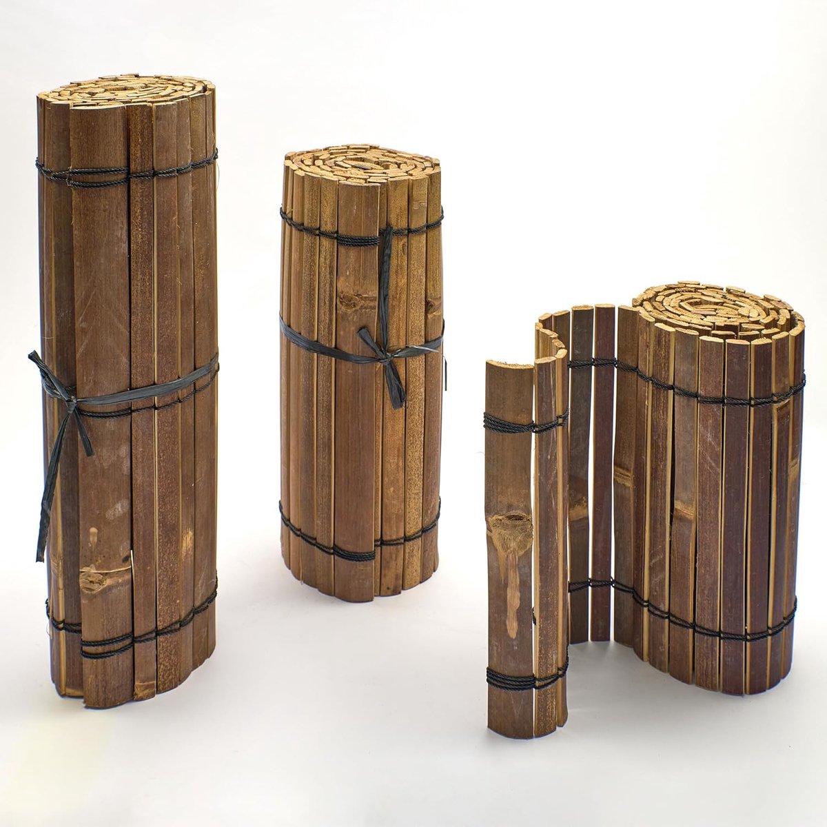Set van 2 flexibele tuinranden van donker bamboe latten voor bloembedden en mortelbotten, L: 200 cm (hoogte 40 cm, 2 stuks)