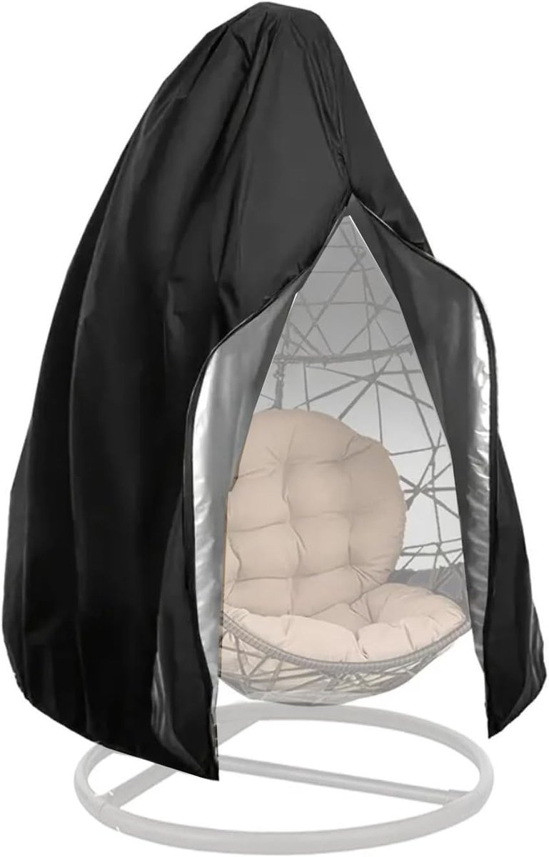 Outdoor Swing Egg Chair Cover, 210D Oxford hangstoel, beschermhoes, afdekzeil, waterdicht, winddicht, uv-bestendig, scheurvast (ritssluiting - 190 x 115 cm)