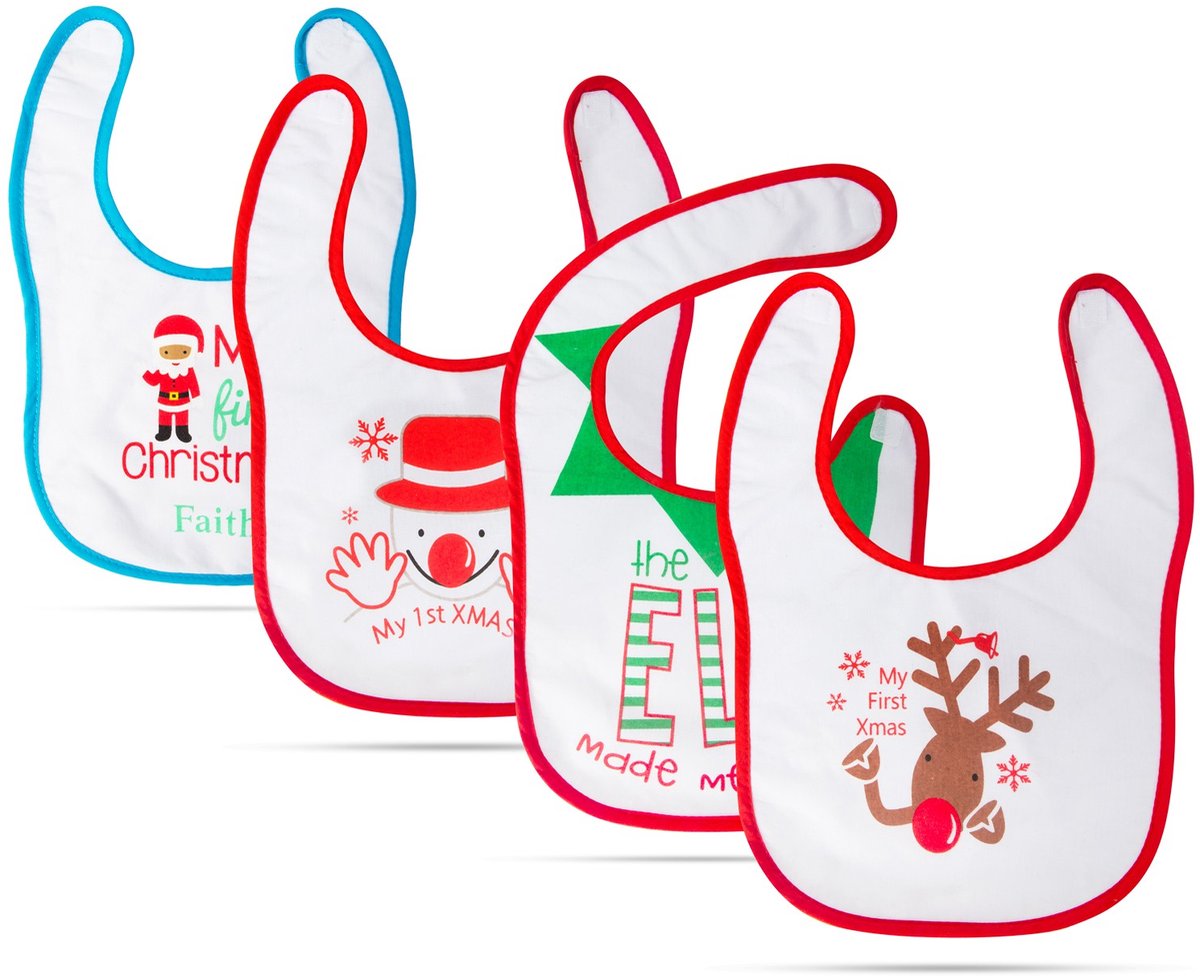Kerst baby slabber - 38 x 27 cm - 4 soorten 1 Stuks [58664]