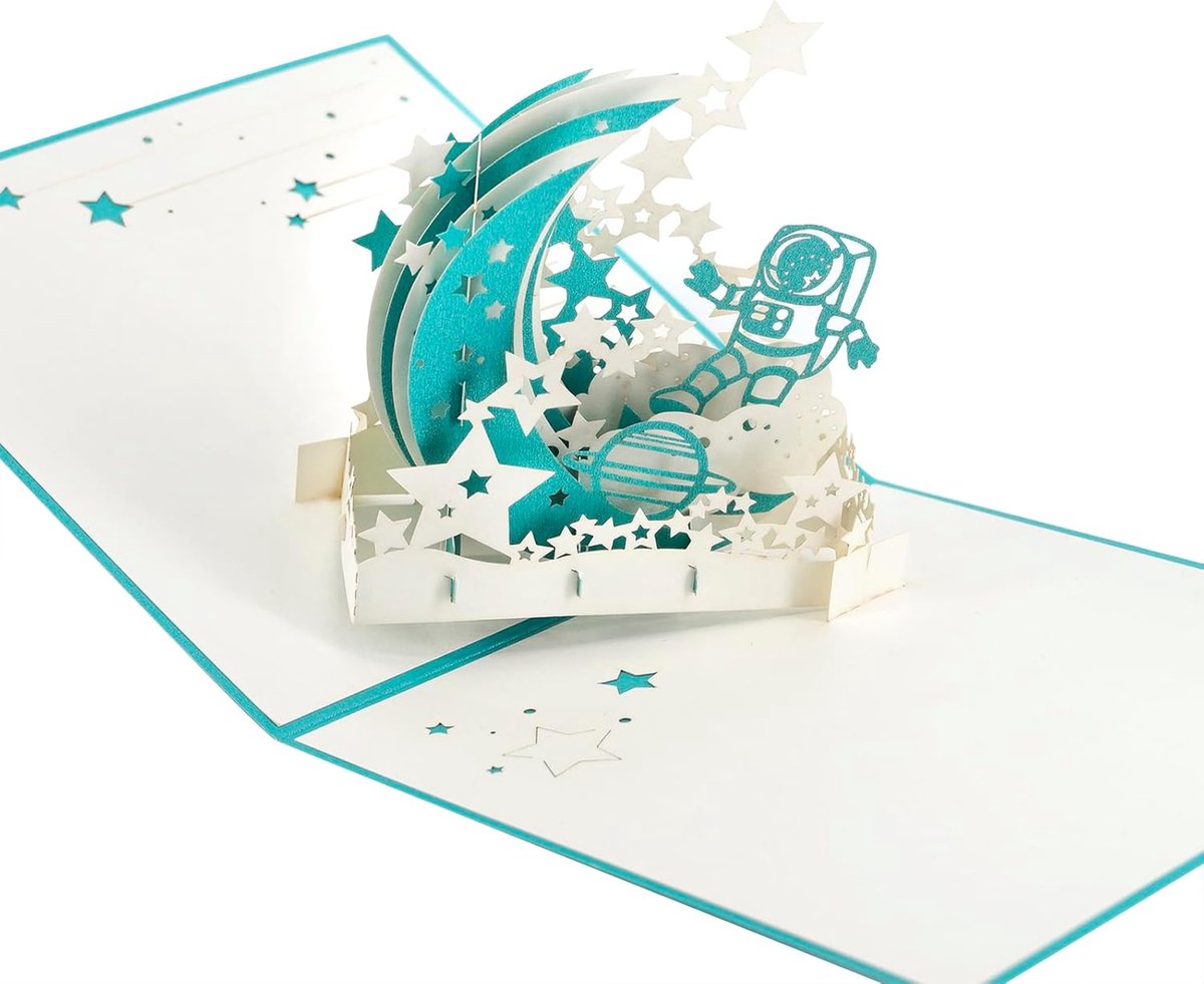 3D Pop Up Wenskaart Astronaut - Ruimteontwerpmotief - Hoogwaardige Eco-vriendelijke Papier - Perfect voor Verjaardagen - ShopVlot